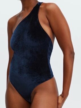 Fabletics Navy Velvet One-Shoulder Bodysuit